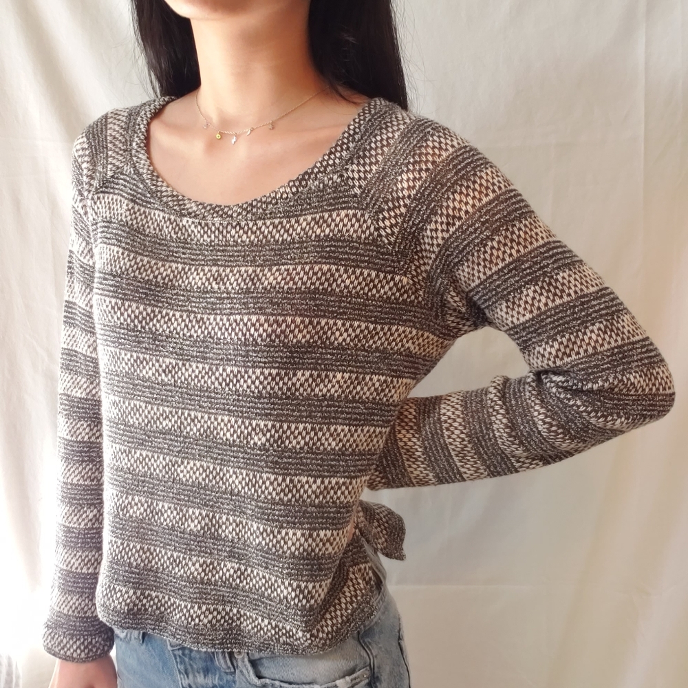 Splendid Navy and White Stripe Patterned Sweater
